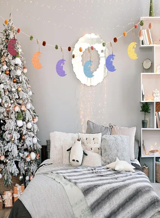 Cliths 15Pcs Moon Bear Wood Cutouts for DIY Crafts Unfinished Wooden Bear Ornaments with Hole to Paint Kids Art, Nursery Home Hanging Decorations - Image 4